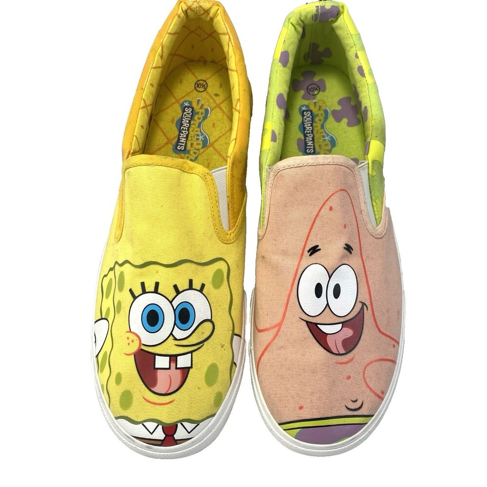 Ground Up SpongeBob SquarePants & Patrick Slip-On Men's Canvas Sneaker Sz 10.5
